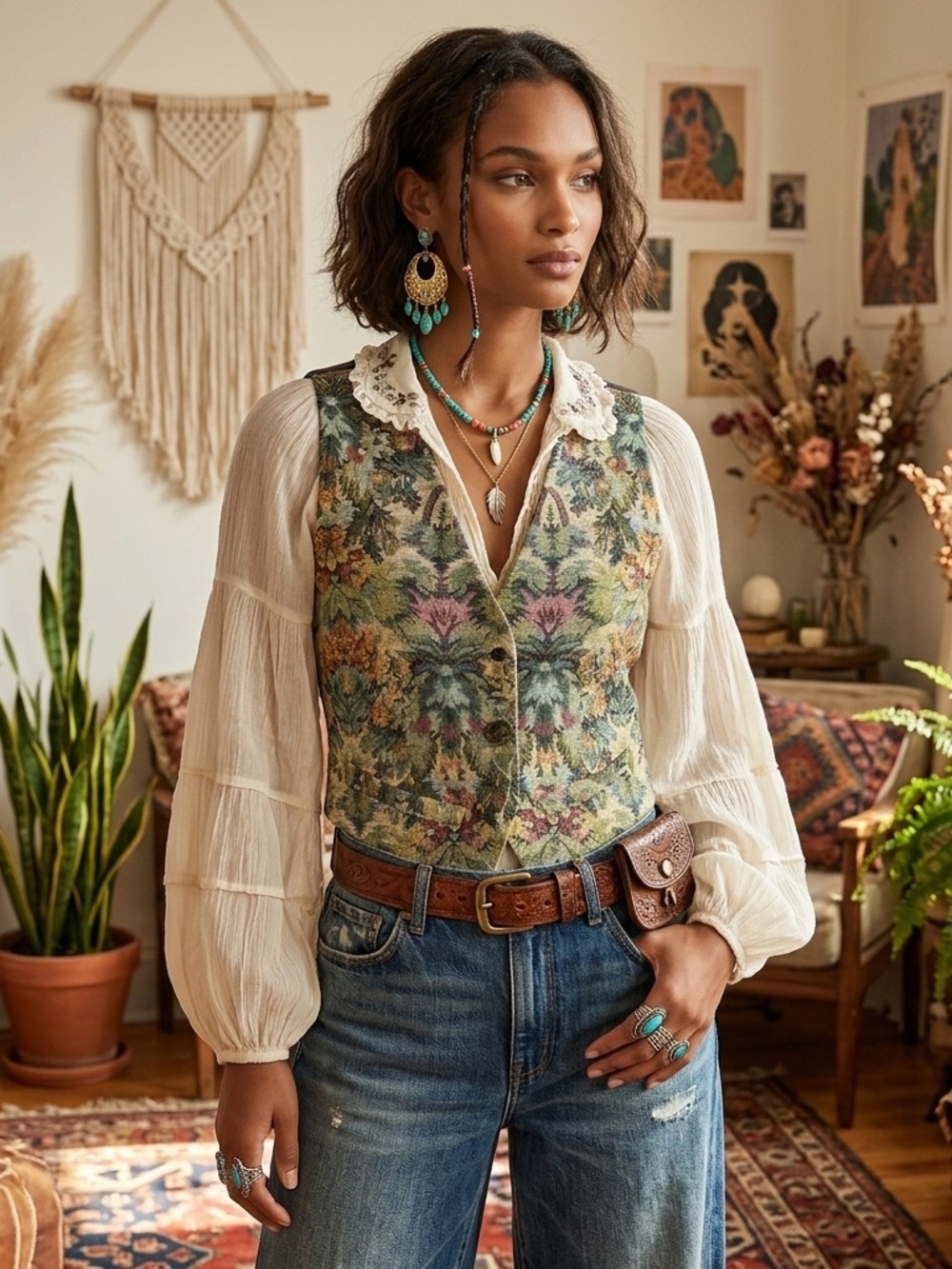 Floral Tapestry Vest By Dalmys